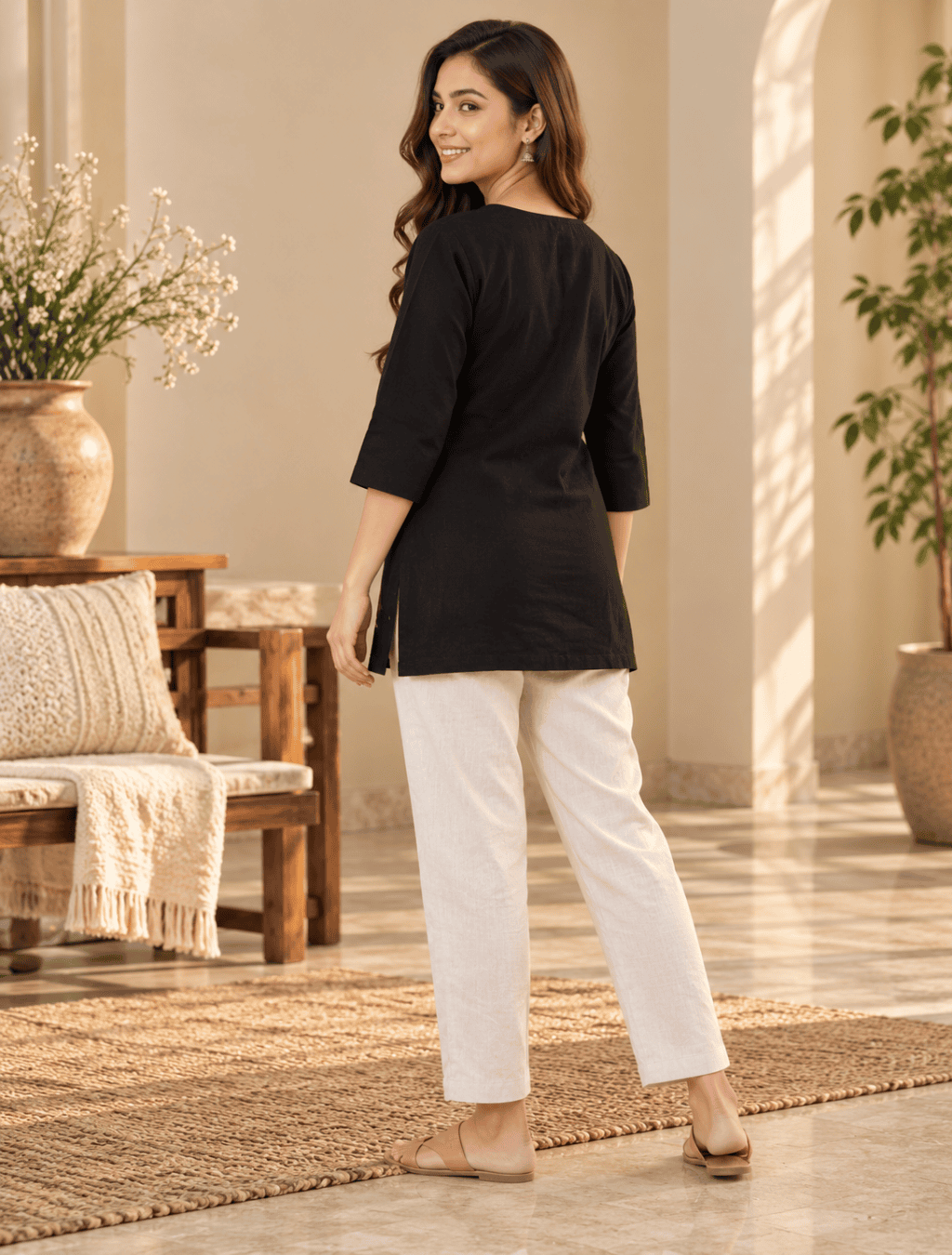 Black & Beige Elephant Motif Pure Cotton 2 Piece Set