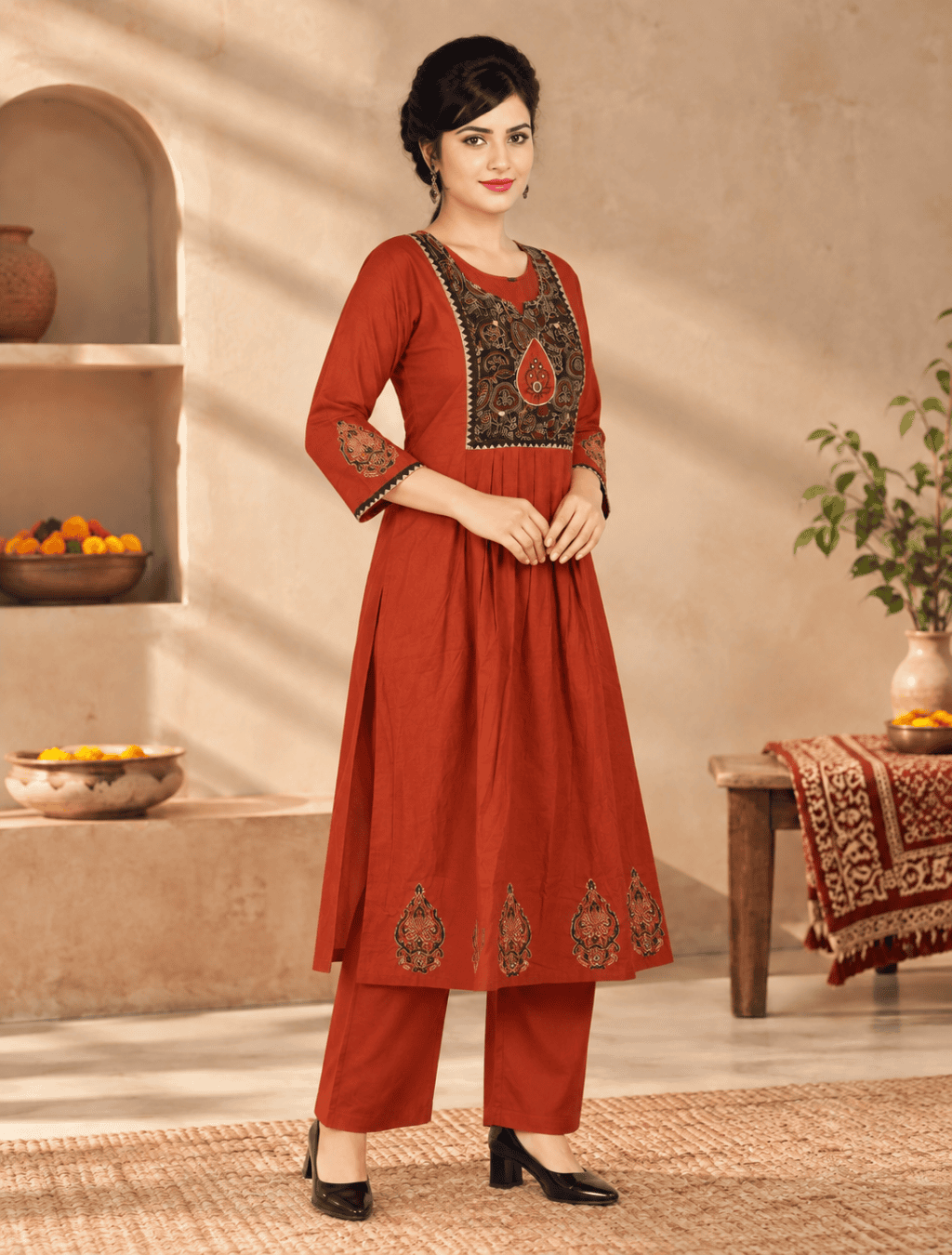 Dhabu Cotton Two-Piece Kurta Set