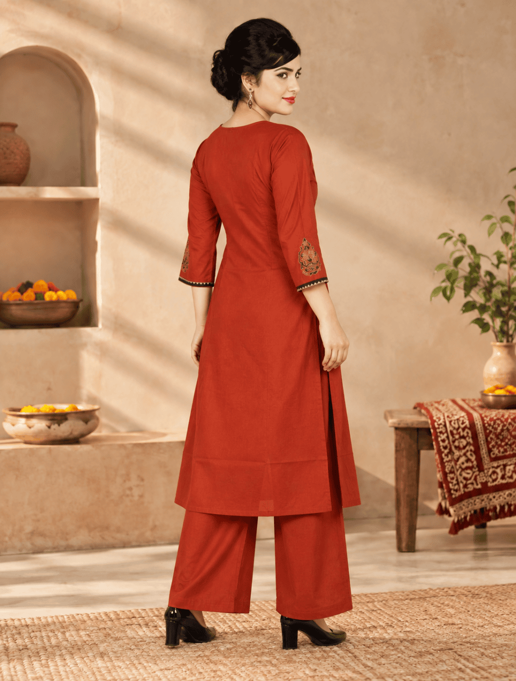 Dhabu Cotton Two-Piece Kurta Set