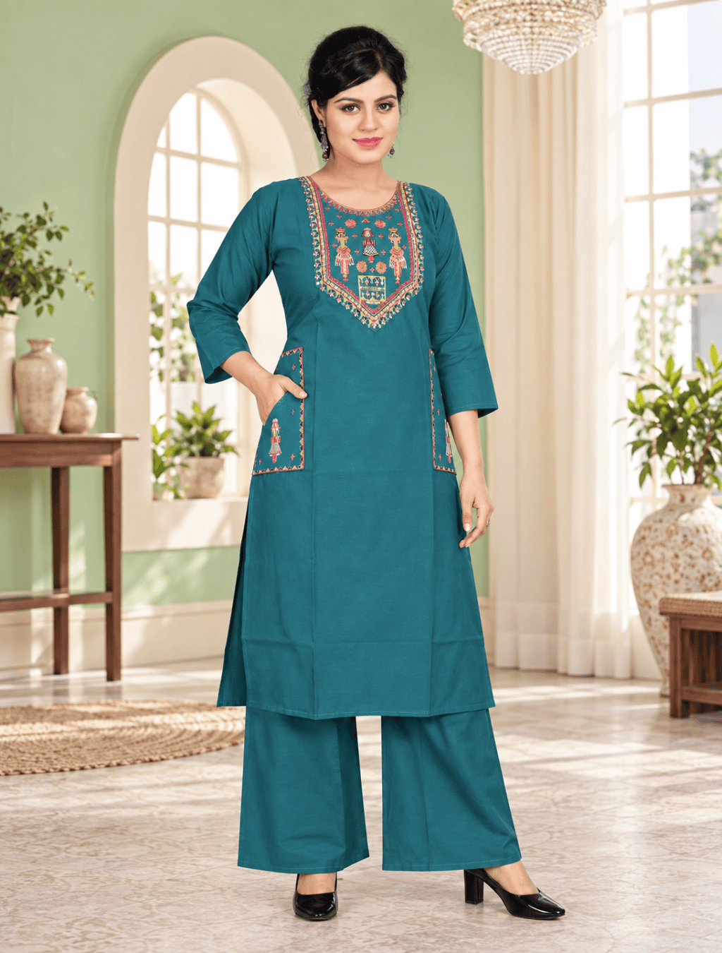 Dhabu Cotton Top-Pant Set with Pocket – D.192-A
