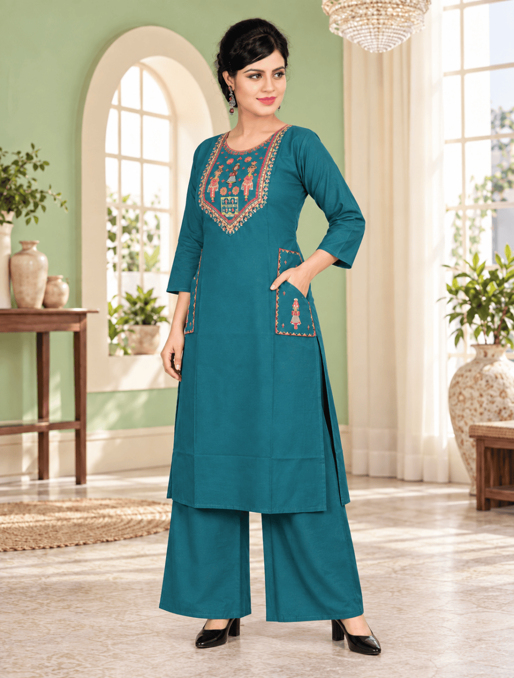 Dhabu Cotton Top-Pant Set with Pocket – D.192-A