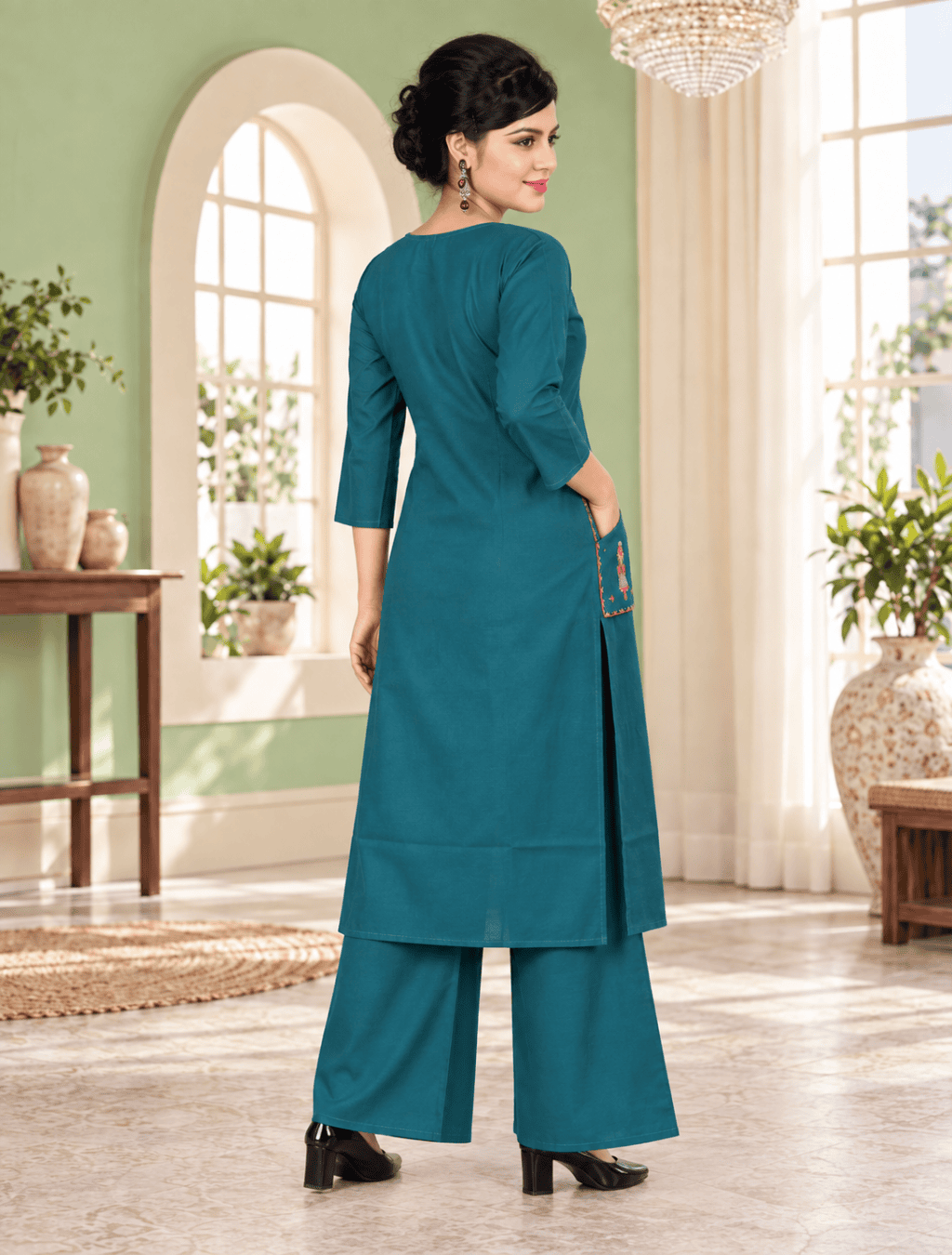 Dhabu Cotton Top-Pant Set with Pocket – D.192-A