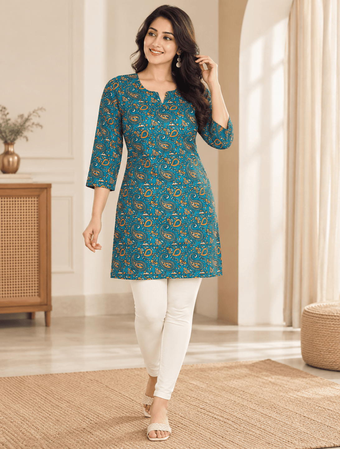 Navy Blue Embroidered 3 Piece Kurti Set