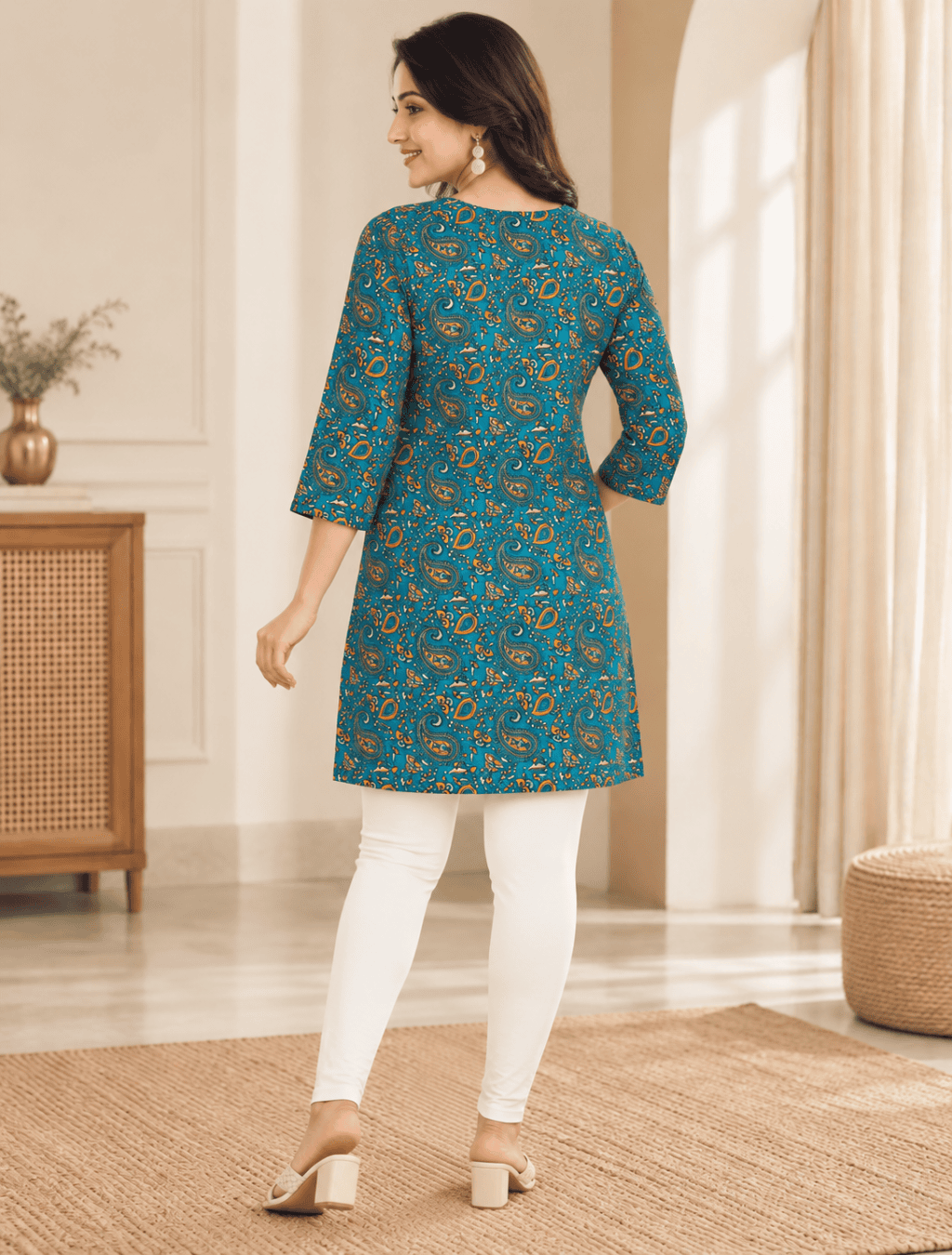 Navy Blue Embroidered 3 Piece Kurti Set